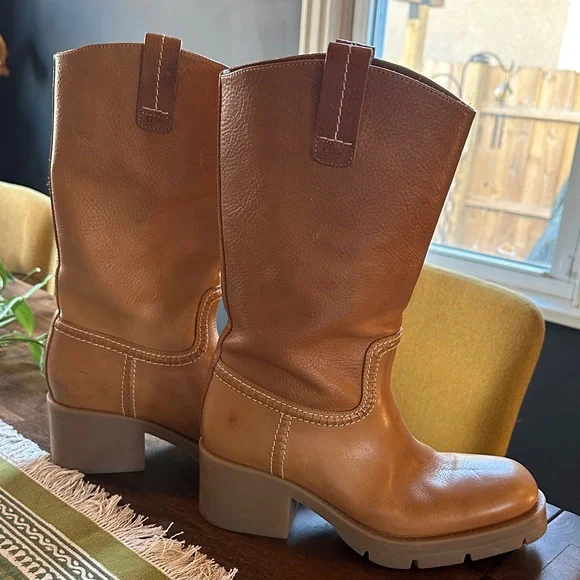 Chloe Neva Tan Leather Heeled Boots Size 40/Fit like women’s 9.5 - Picture 8 of 10